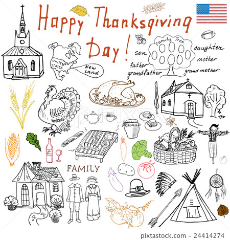 Thanksgiving doodles set. vector illustration Thanksgiving doodles set. vector illustration 24414274