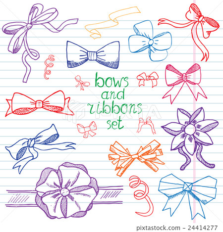 Handdrawn ribbons and bows set vector illustration Handdrawn ribbons and bows set vector illustration 24414277