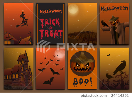 Halloween cards baners design vector set 24414291