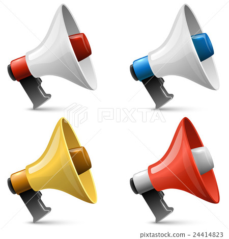 Color glossy megaphone sign vector set Color glossy megaphone sign vector set 24414823