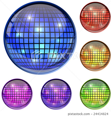Color glass disco ball 3D vector icons Color glass disco ball 3D vector icons 24414824