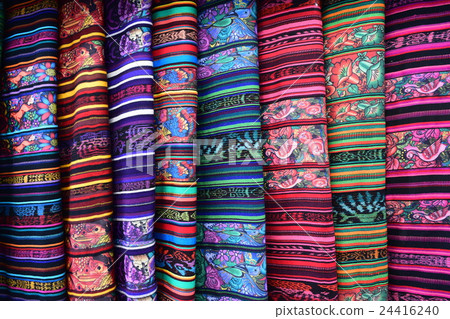 Guatemala, San Francisco Fabric for traditional costumes sold in Sunday city in El Alto village 24416240