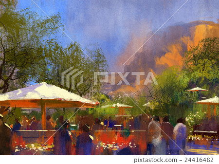 people walking in the park,painting people walking in the park,painting 24416482