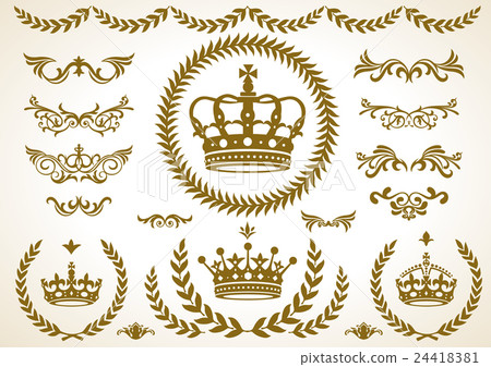 Crown, laurel, decorative set 24418381