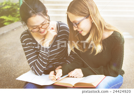 Women Talking Friendship Studying Brainstorming Concept 24424920