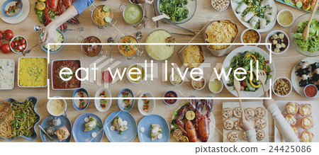 Stock Photo: Eat Well Live Well Healthy Food Party Restaurant Concept