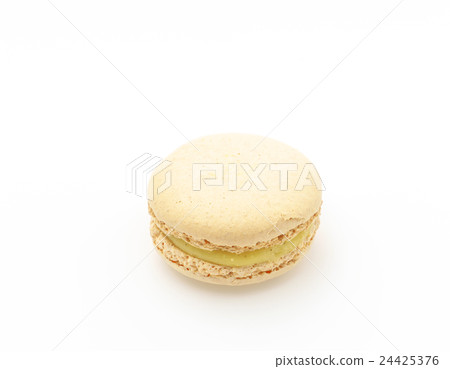 French colorful macarons on white background . 24425376