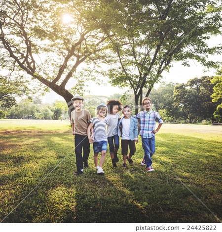 Kids Fun Playful Happiness Retro Togetherness Friendship Concept 24425822