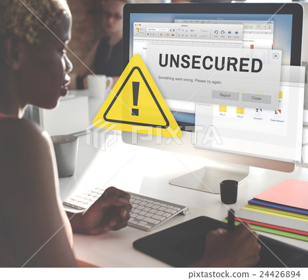 Unsecured Virus Detected Hack Unsafe Concept 24426894
