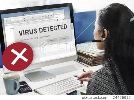 Unsecured Virus Detected Hack Unsafe Concept 24426923