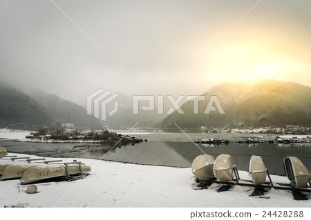 Lake Shoji Japan. view of beautiful white winter Lake Shoji Japan. view of beautiful white winter 24428288