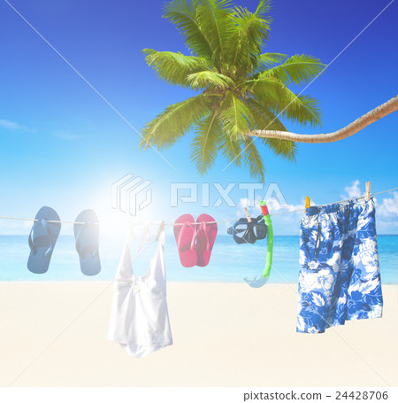 Clothesline on Tropical Beach 24428706