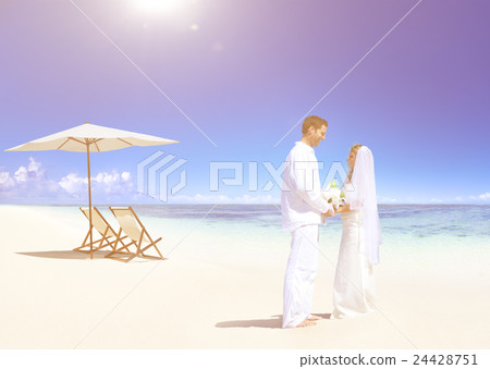 Couple Getting Marriage on the Beach Concept 24428751
