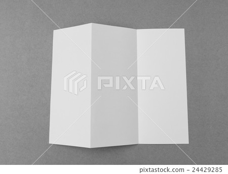 Trifold white template paper on gray background . 24429285