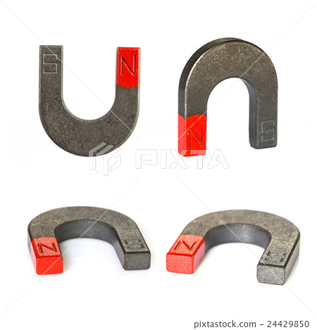 Set of U shape steel magnet on white background 24429850