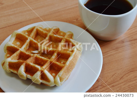 waffle and coffee on table waffle and coffee on table 24430073