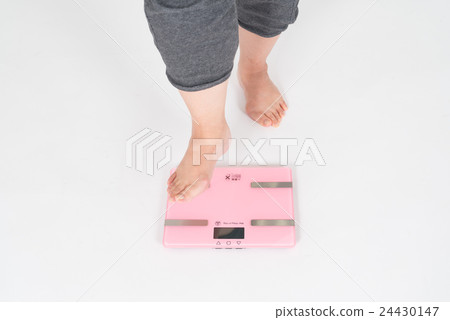 Fat woman watching the scale 24430147