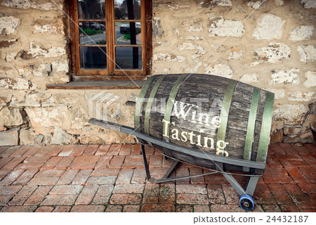 Old barrel with wine tasting text 24432187