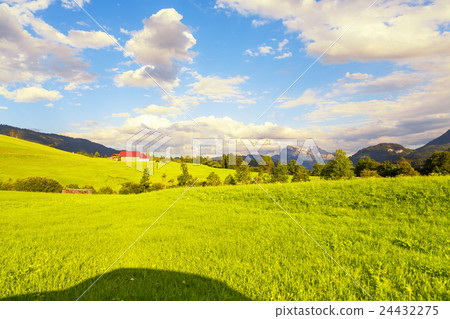 Perfect view from car window at green field Perfect view from car window at green field 24432275