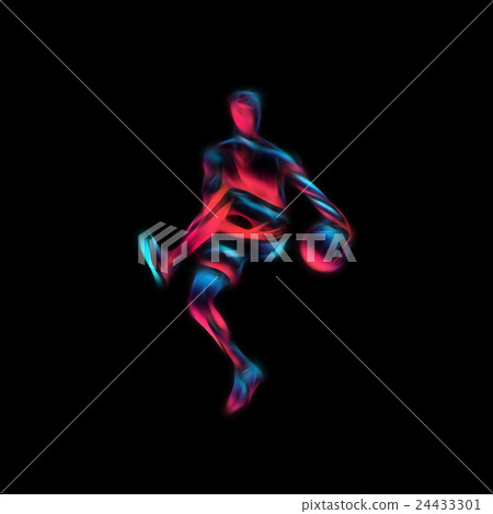 Basketball player Slam Dunk Neon Glow Silhouette 24433301