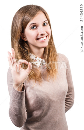 Young beautiful woman shows OK sign 24434889