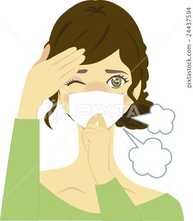 有一個冷的圖像例證的一名婦女 有一個冷的圖像例證的一名婦女 24437594