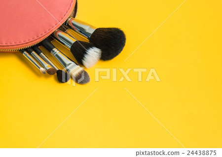 Make up brushes in a pink cosmetic bag Make up brushes in a pink cosmetic bag 24438875