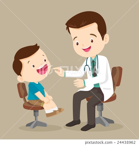 Cute Boy See Doctor Stock Illustration