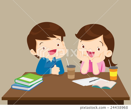 students boy and girl sitting friendly students boy and girl sitting friendly 24438968