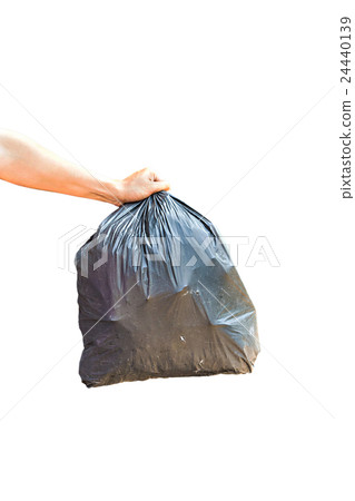 Hand carrying garbage bag isolated on white Hand carrying garbage bag isolated on white 24440139