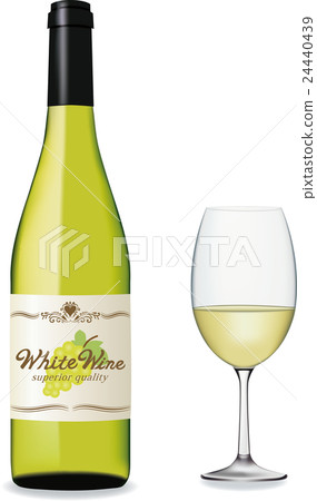 White wine and wine glass - Stock Illustration [24440439] - PIXTA