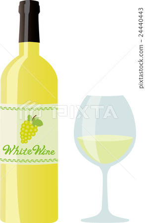 White wine and wine glass - Stock Illustration [24440443] - PIXTA