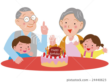 慶祝他們的生日和孩子的一對老夫婦 慶祝他們的生日和孩子的一對老夫婦 24440623