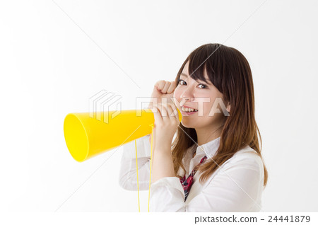 喊著擴音器，叫女人女孩制服索賠突擊女孩高中學生 24441879