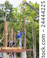 Place wood pillar by crane Place wood pillar by crane 24444225
