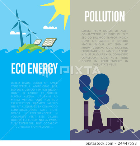 Eco energy and air pollution banners Eco energy and air pollution banners 24447558