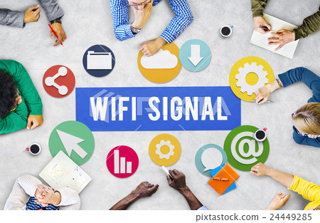 Wireless Signal Reception Mobility Graphic Concept Wireless Signal Reception Mobility Graphic Concept 24449285