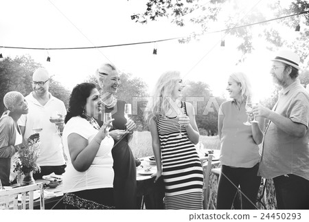 Group Diverse People Dinner Party Outdoors Concept 24450293