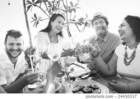 Group Diverse People Dinner Party Outdoors Concept 24450317