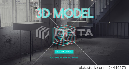 3D Three Dimensional Futuristic Display Modern Concept 3D Three Dimensional Futuristic Display Modern Concept 24450373