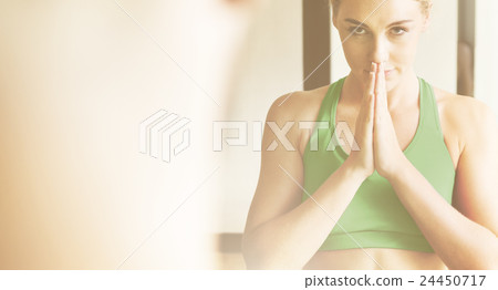 Woman Man Yoga Practice Pose Training Concept Woman Man Yoga Practice Pose Training Concept 24450717