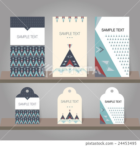 Set of abstract invitation and tags templates. - Stock Illustration ...
