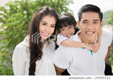 Asian family portrait with happy people smiling 24455512