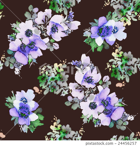 Seamless pattern with flowers watercolor 24456257
