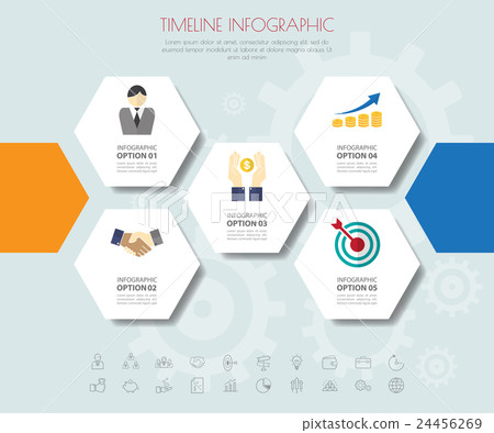 hexagon infographics with icons set. 24456269