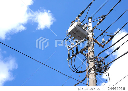Blue sky and telephone pole Blue sky and telephone pole 24464936