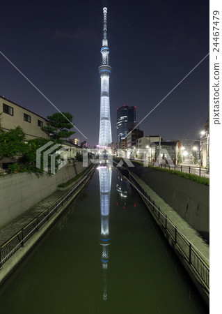 Upside-down sky tree of "white lighting" lit up on the day of disaster prevention 24467479