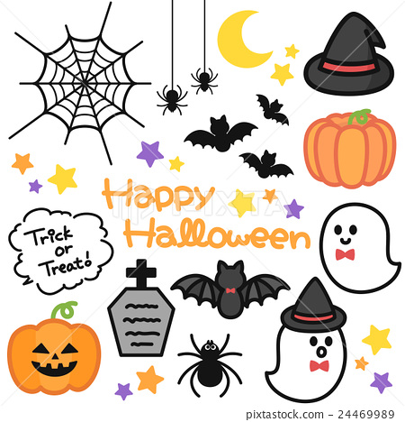 Pop And Cute Halloween Illustration Logo Set Stock Illustration 24469989 Pixta