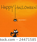Spider and cat in halloween background 24471585