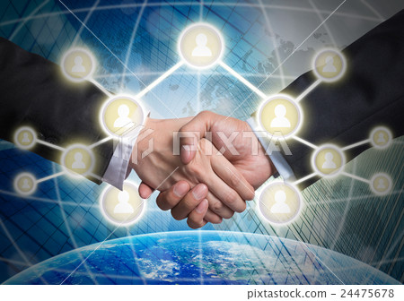 Business handshake with Social media symbol over the building and world map background, Elements of this image furnished by NASA, Business social netwok concept Business handshake with Social media symbol over the building and world map background, Elements of this image furnished by NASA, Business social netwok concept 24475678